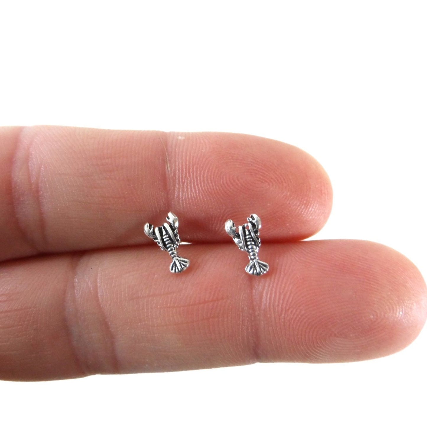 Lobster Earrings in Sterling Silver