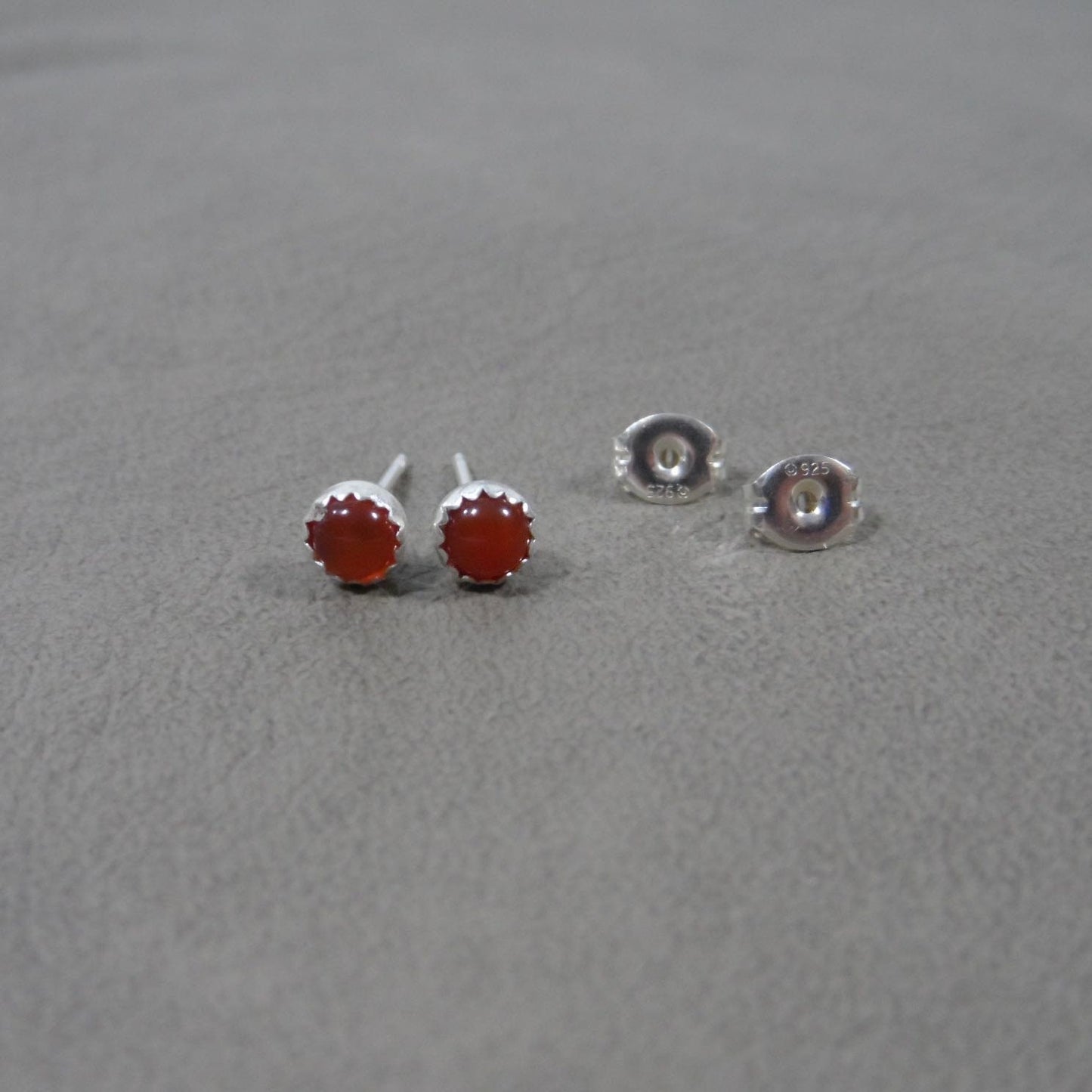 Carnelian Earrings in Sterling Silver-4mm