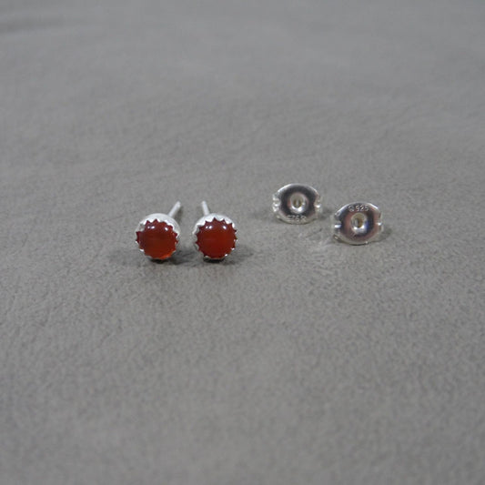 Carnelian Earrings in Sterling Silver-4mm