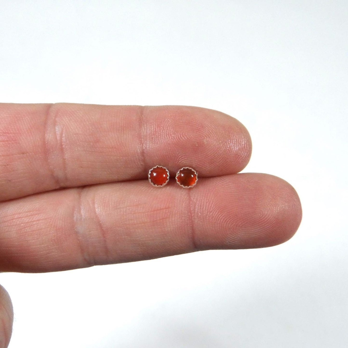 Carnelian Earrings in Sterling Silver-4mm