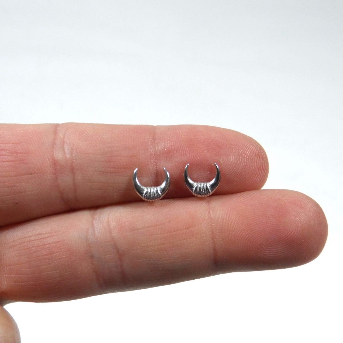 Horn Sterling Silver Stud Earrings