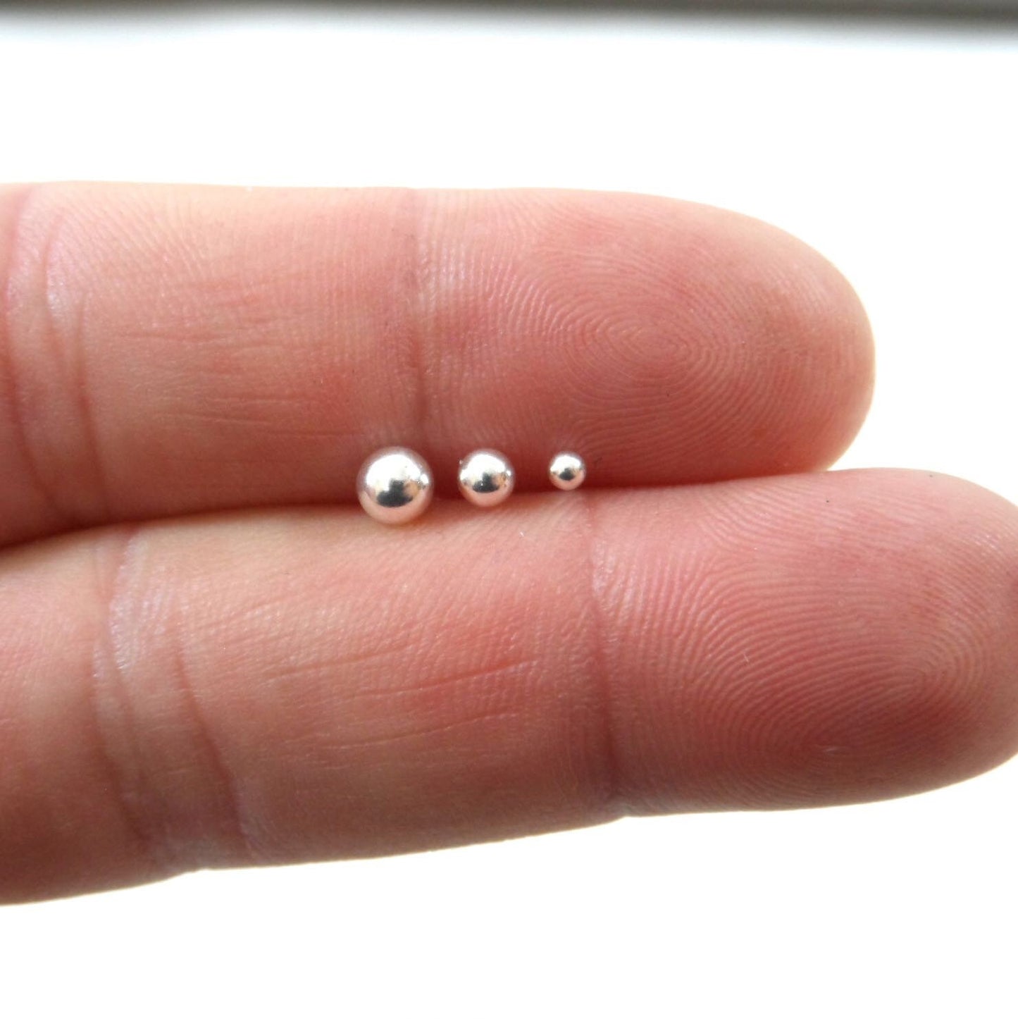 Set of 3 SINGLE Tiny Ball Studs-2,3,4mm