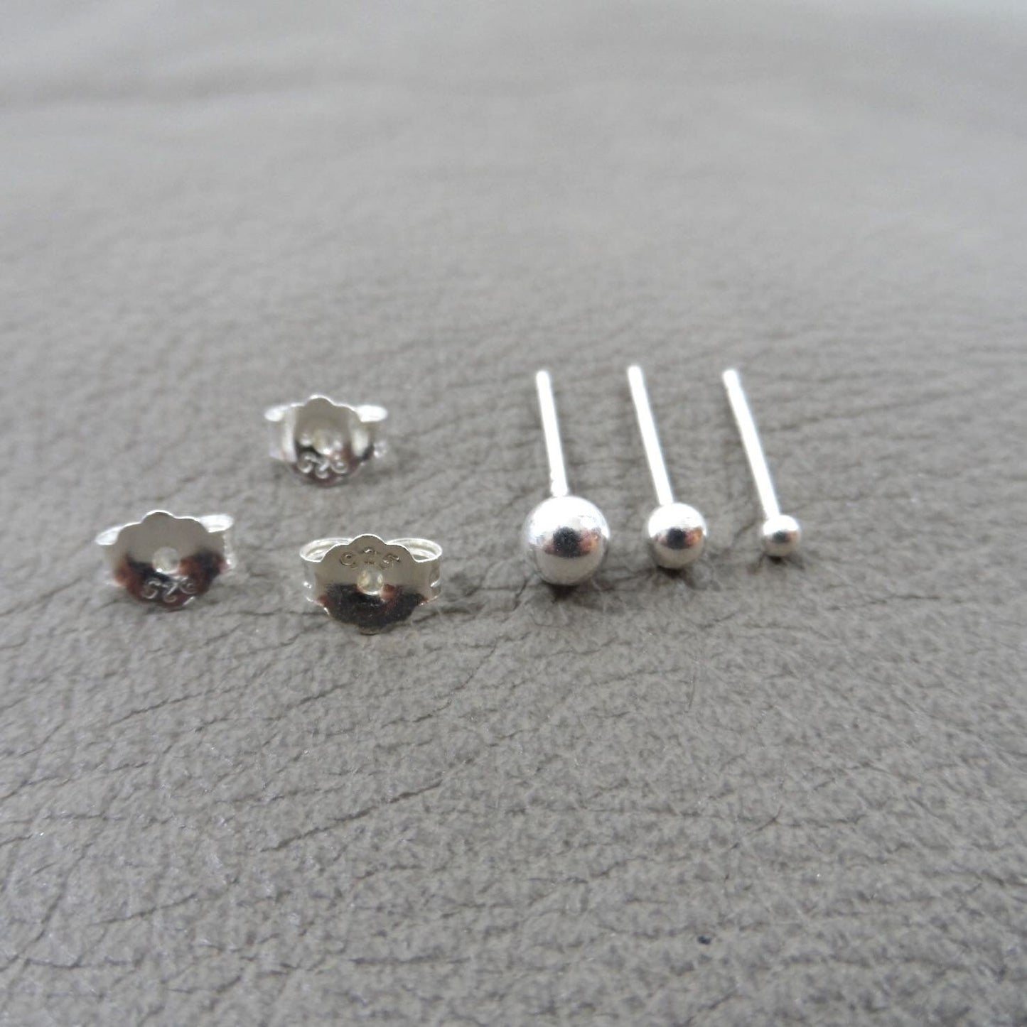 Set of 3 SINGLE Tiny Ball Studs-2,3,4mm