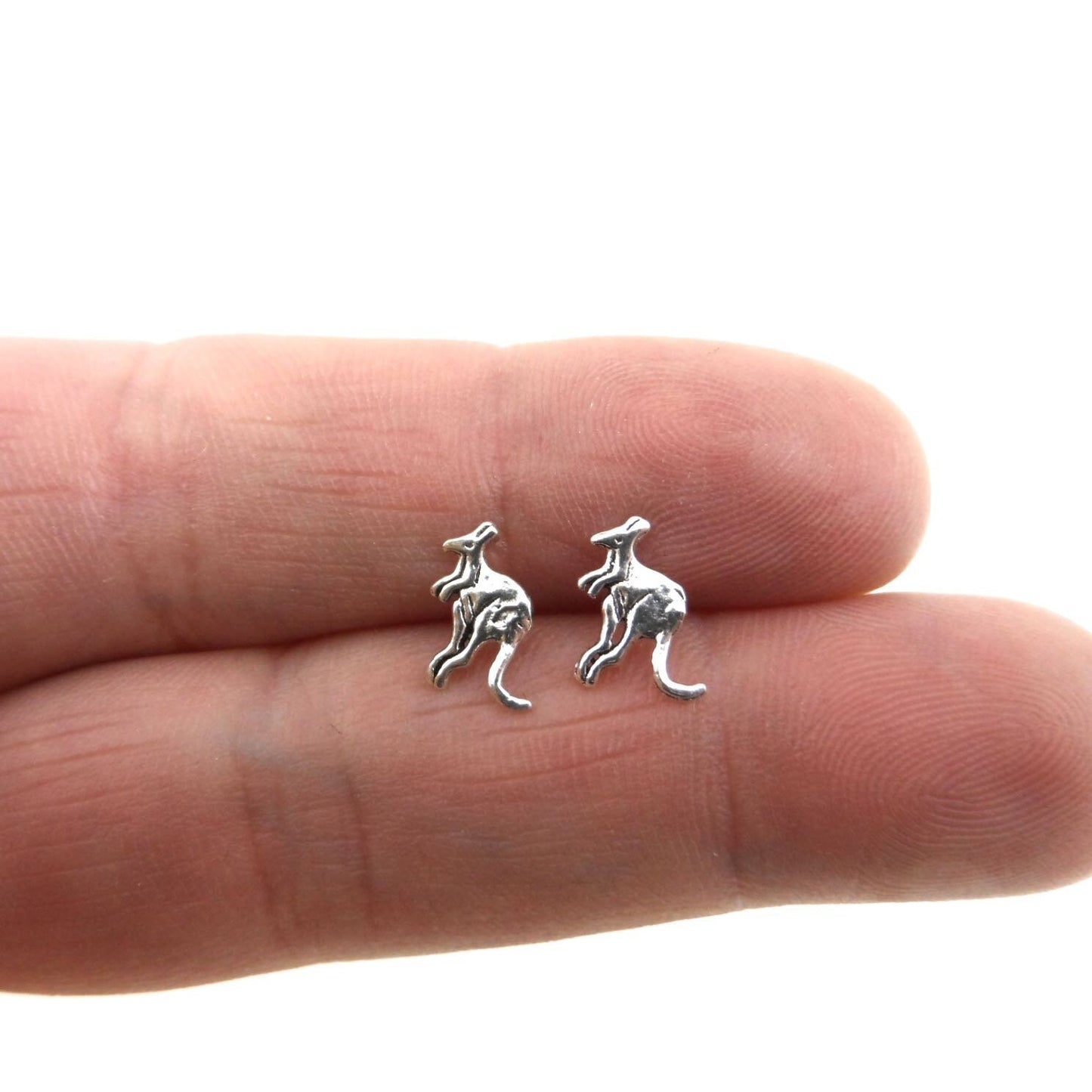 Kangaroo Earrings in Sterling Silver-SM