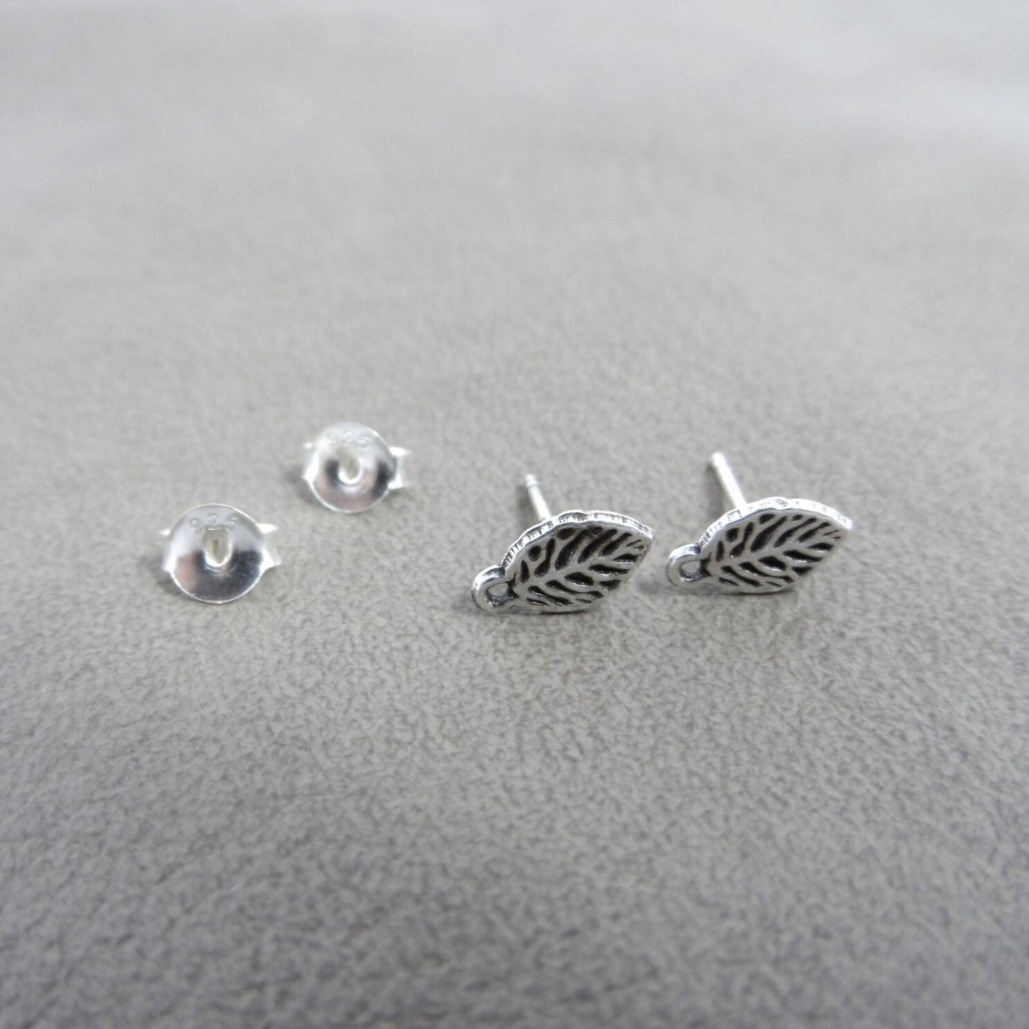 Leaf Stud Earrings in Silver