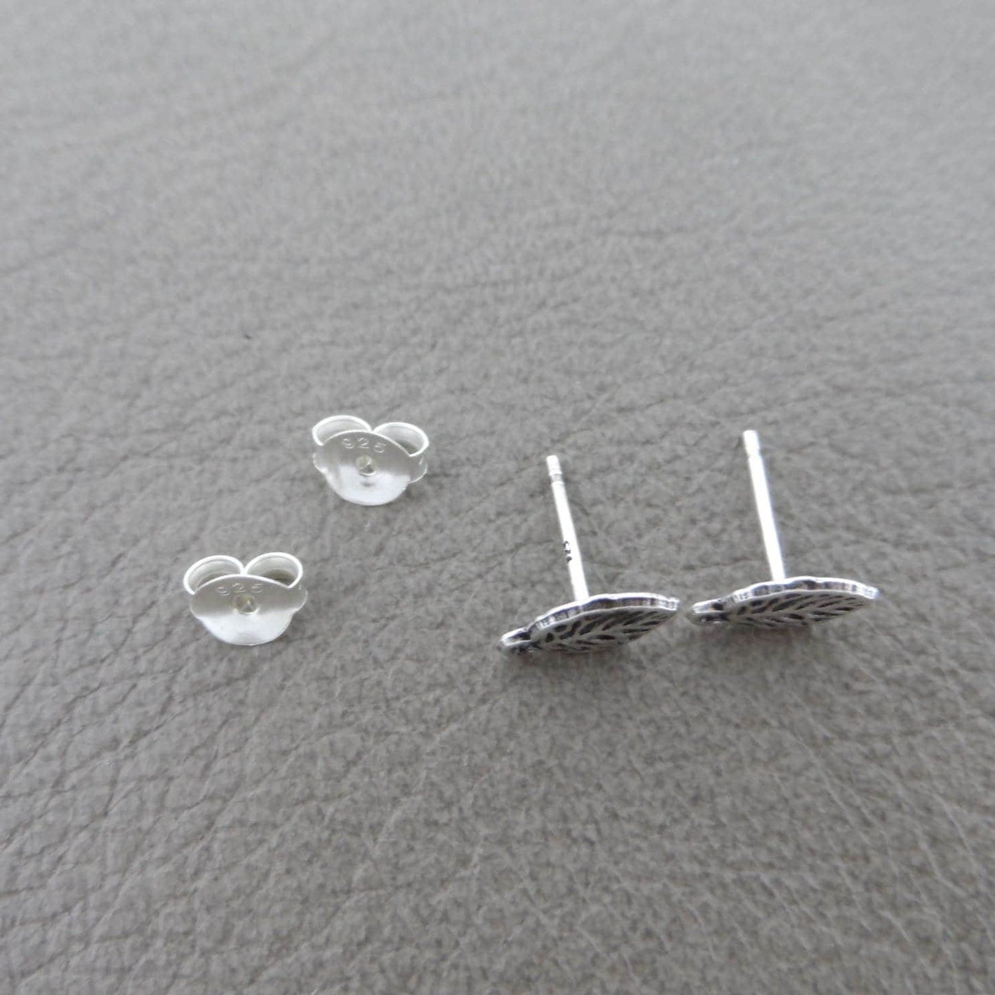 Leaf Stud Earrings in Silver