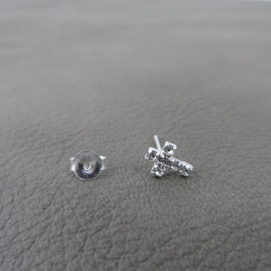 SINGLE Cross Stud Earring in Sterling Silver