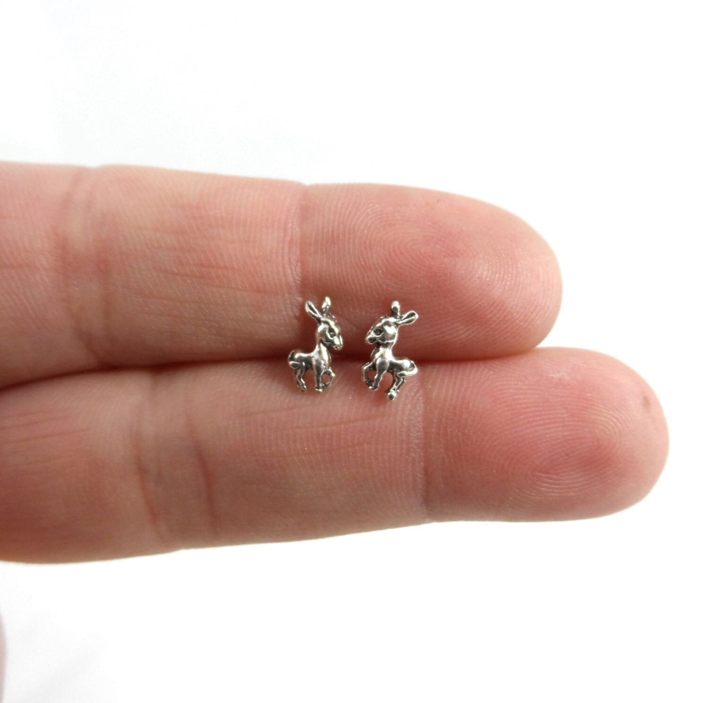 Tiny Deer Earrings in Sterling Silver, Deer Earrings, Kids Earrings, Fawn Studs, Baby Animal Studs, Simple Stud Earrings, Dainty Earrings