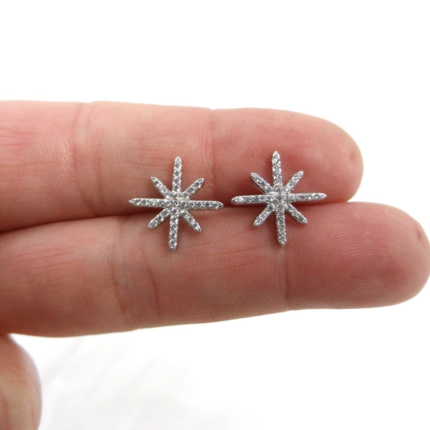 Starburst Stud Earrings Sterling Silver