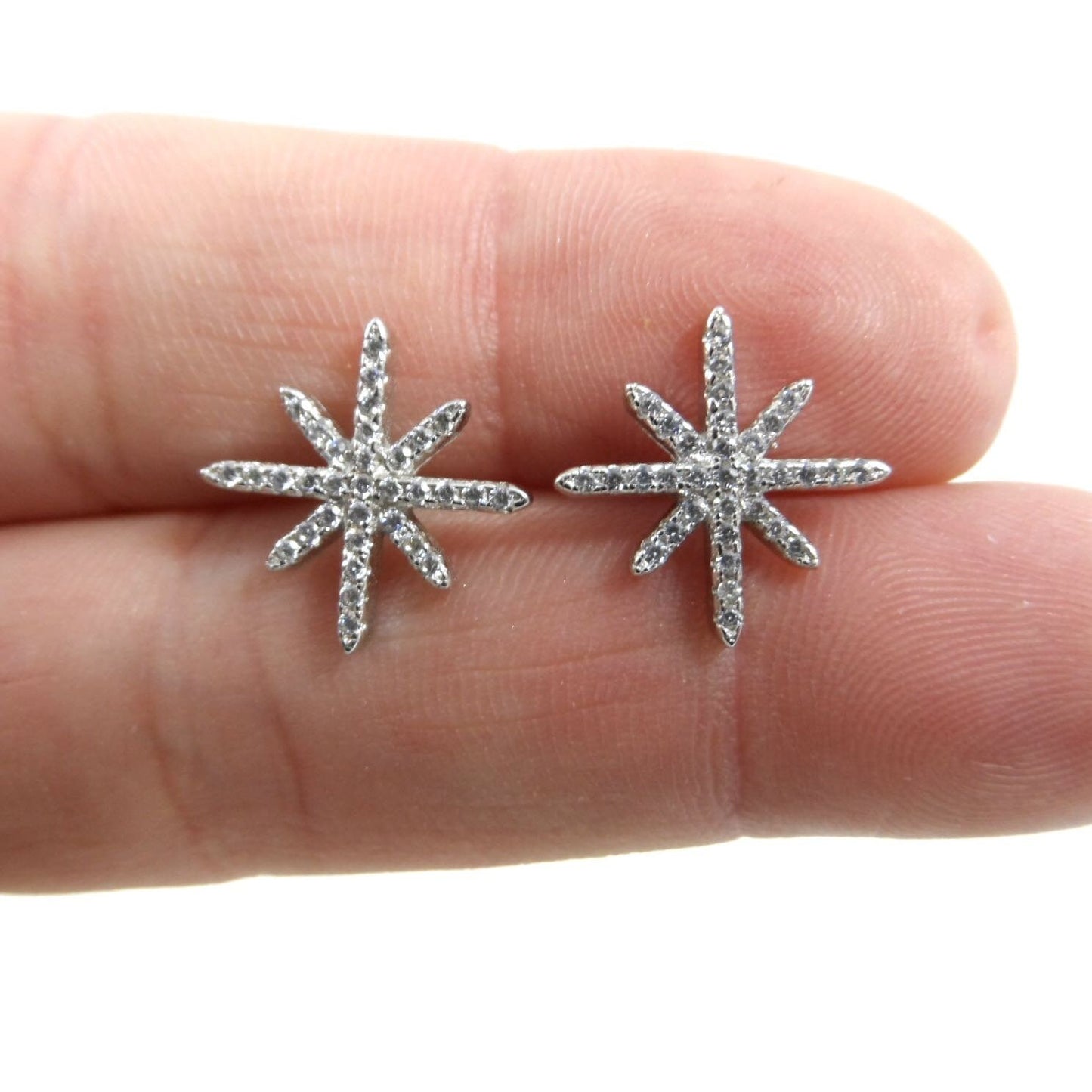 Starburst Stud Earrings Sterling Silver