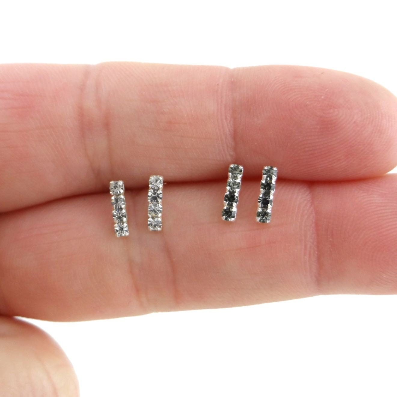 Crystal Bar Stud Earrings