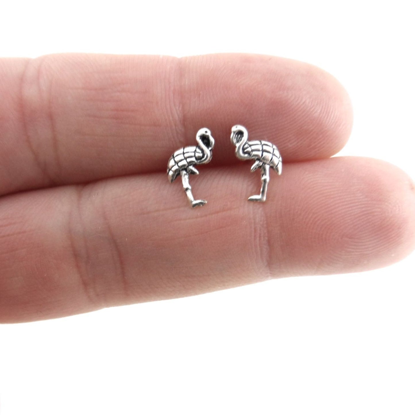 Flamingo Stud Earrings in Sterling Silver