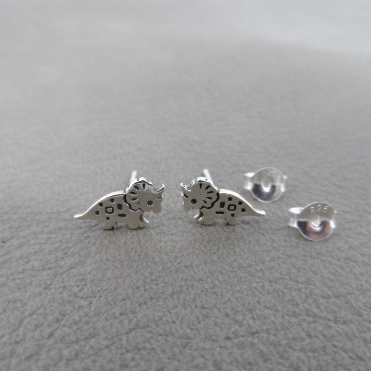 Tiny Dinosaur Earrings in Sterling Silver, Triceratops Dinosaur Earrings, Tiny Studs, Small Studs, Kids Earrings, Silver Studs,Baby Earrings