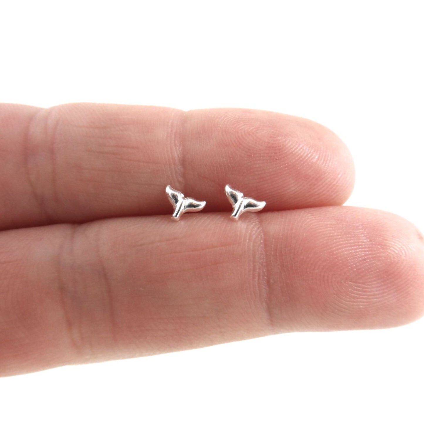 Whale Tail Stud Earrings in Sterling Silver, Mermaid Earrings, Kids Earrings, Tiny Silver Studs, Cartilage Studs, Sterling Silver Studs