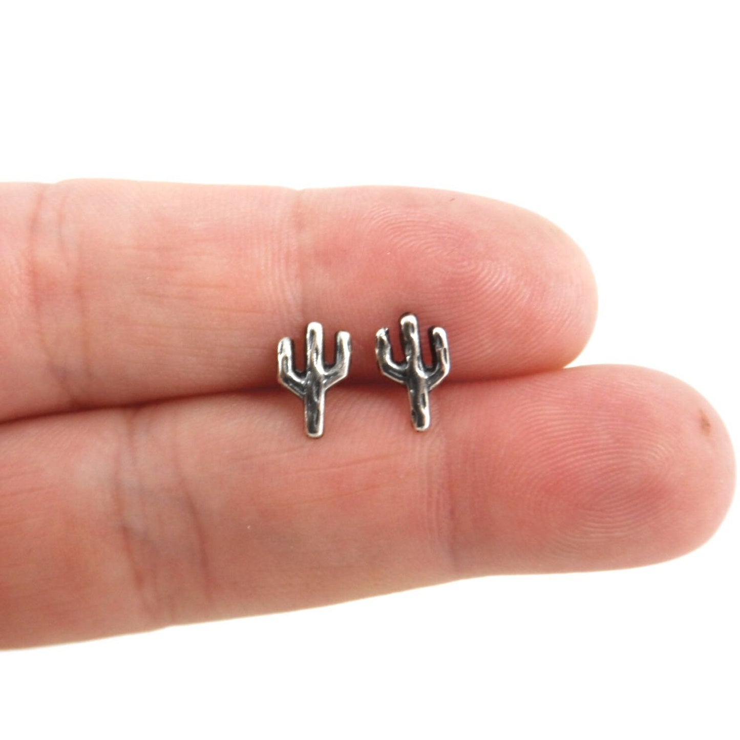 Mini Saguaro Cactus  Earrings in Sterling Silver