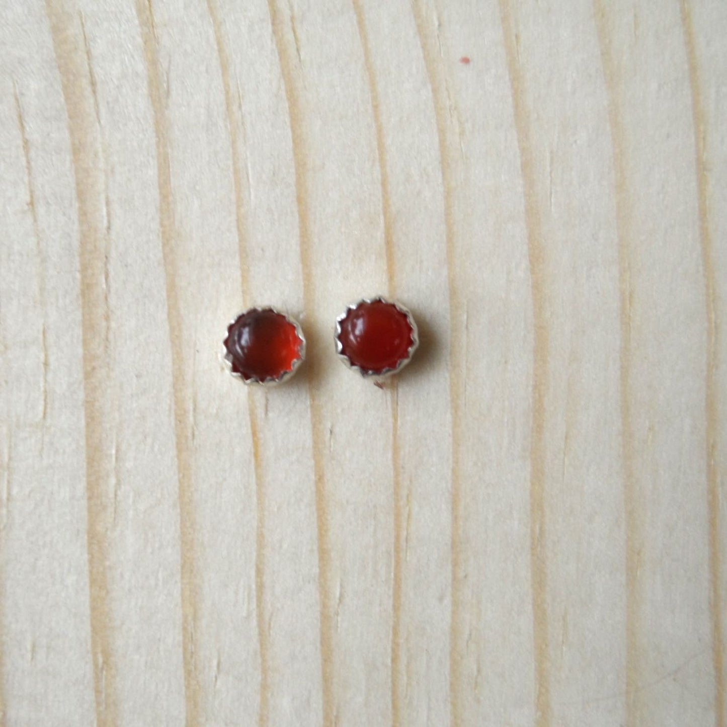 Carnelian Earrings in Sterling Silver-4mm