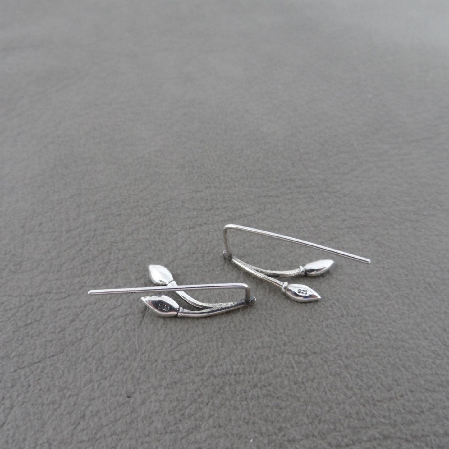 Calla Lily Ear Climber in Sterling Silver, Silver Ear Climbers, Silver Ear Crawler, Flower Ear Climber, Minimalist Earrings