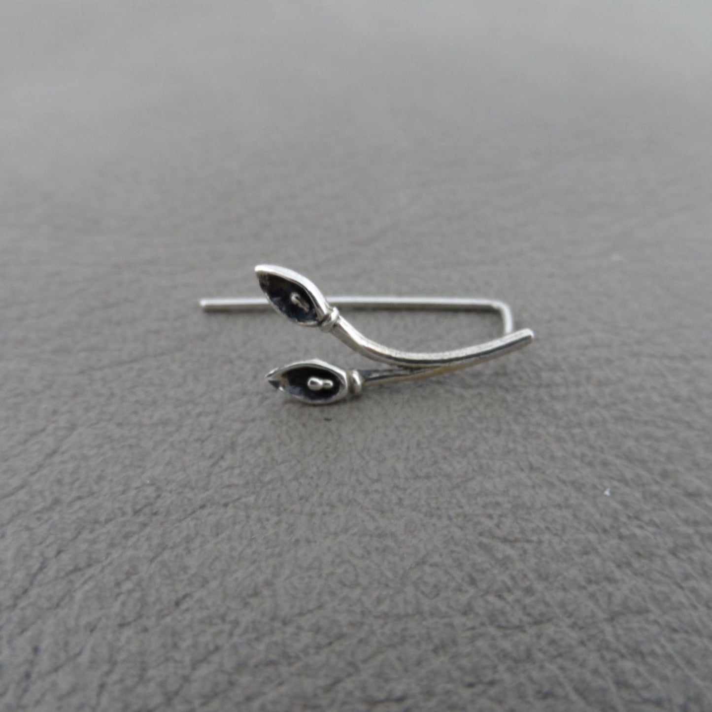 Calla Lily Ear Climber in Sterling Silver, Silver Ear Climbers, Silver Ear Crawler, Flower Ear Climber, Minimalist Earrings