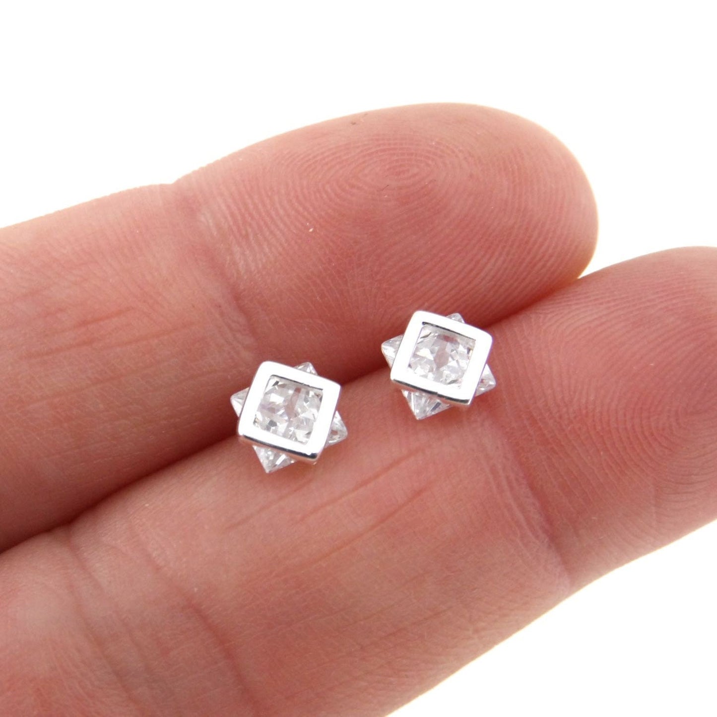 Crystal Stud Earrings in Sterling Silver