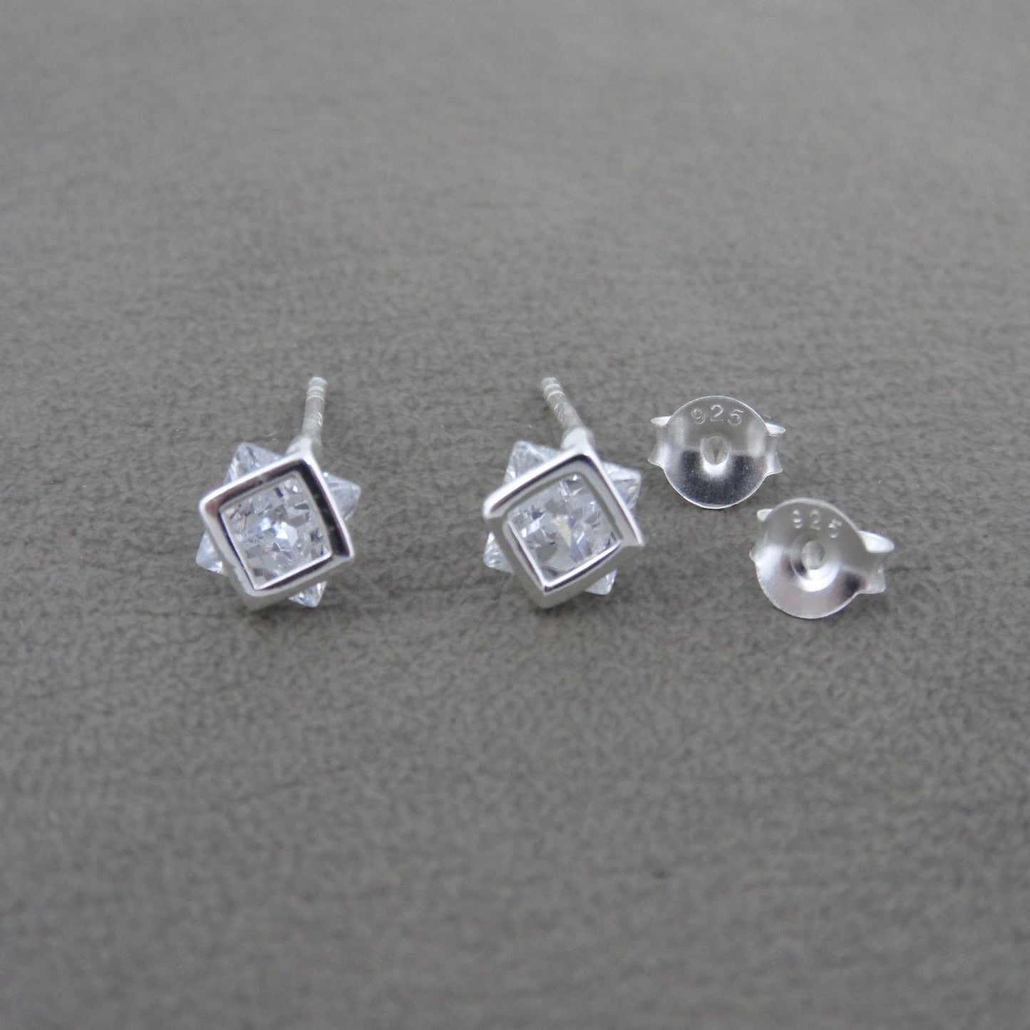 Crystal Stud Earrings in Sterling Silver