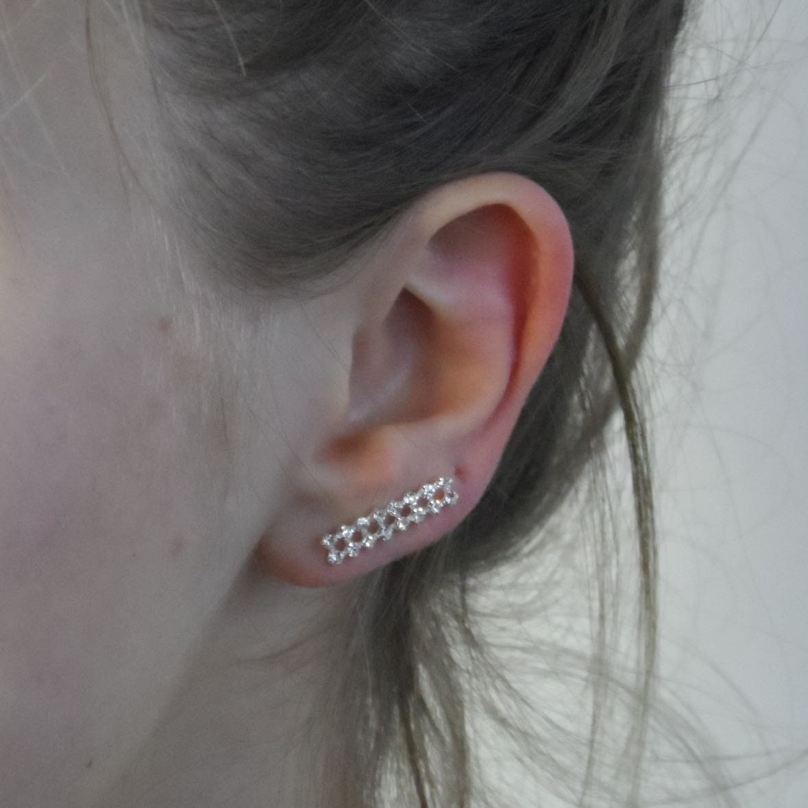 Crystal Ear Climber in Sterling Silver