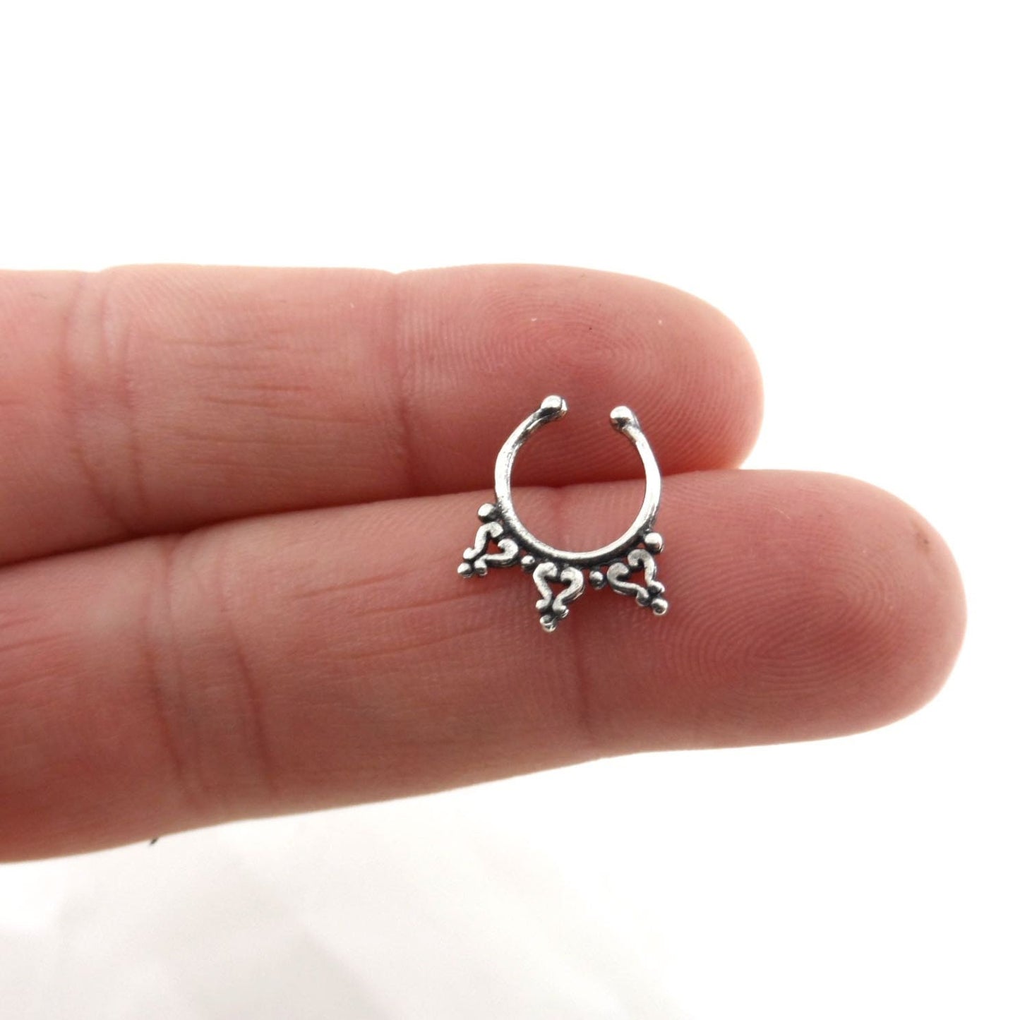 Nose Ring in Sterling Silver No Piercing