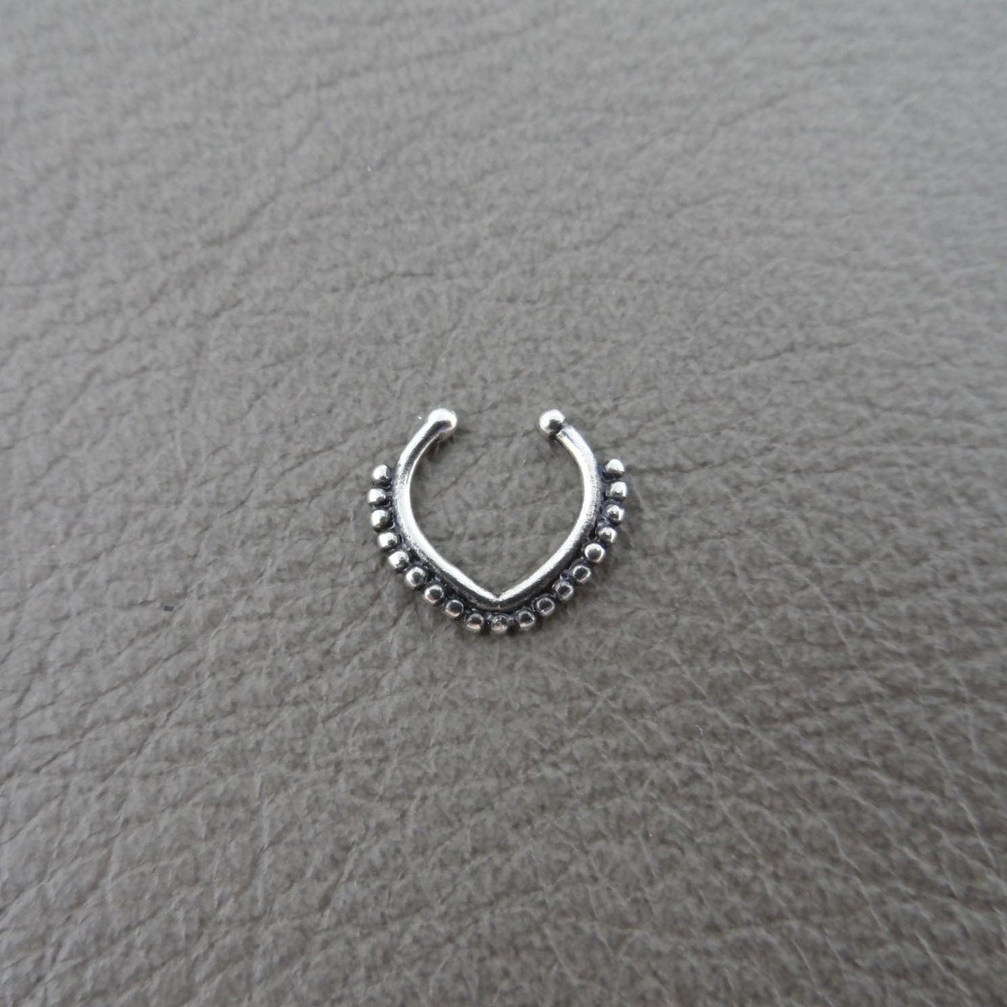 Sterling Silver Septum Ring No Piercing, Fake Nose Ring, Fake Septum Ring, Tiny Fake Nose Ring, Indian Style Fake Nose Ring, Tiny Cuff