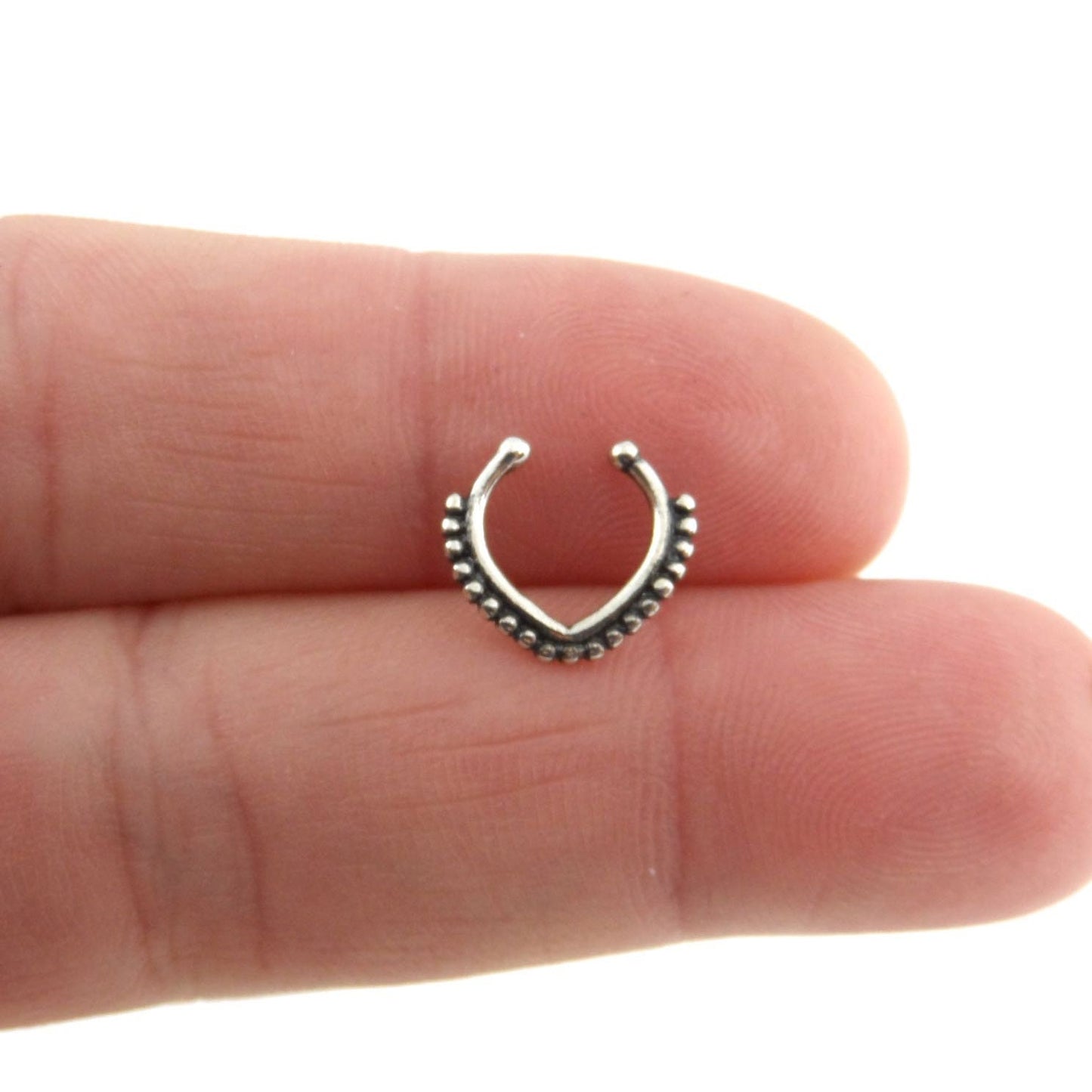 Sterling Silver Septum Ring No Piercing, Fake Nose Ring, Fake Septum Ring, Tiny Fake Nose Ring, Indian Style Fake Nose Ring, Tiny Cuff