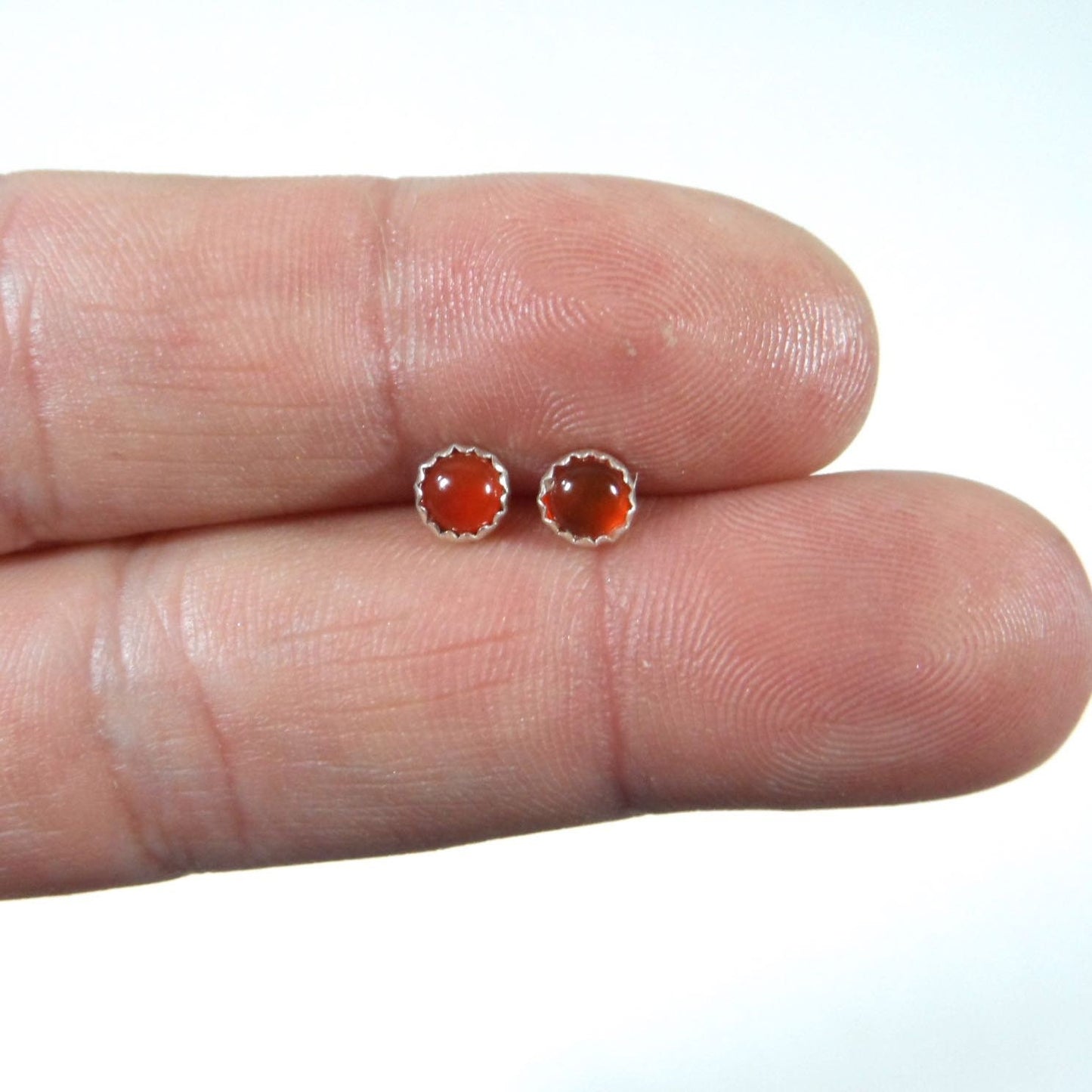 Carnelian Earrings in Sterling Silver-4mm