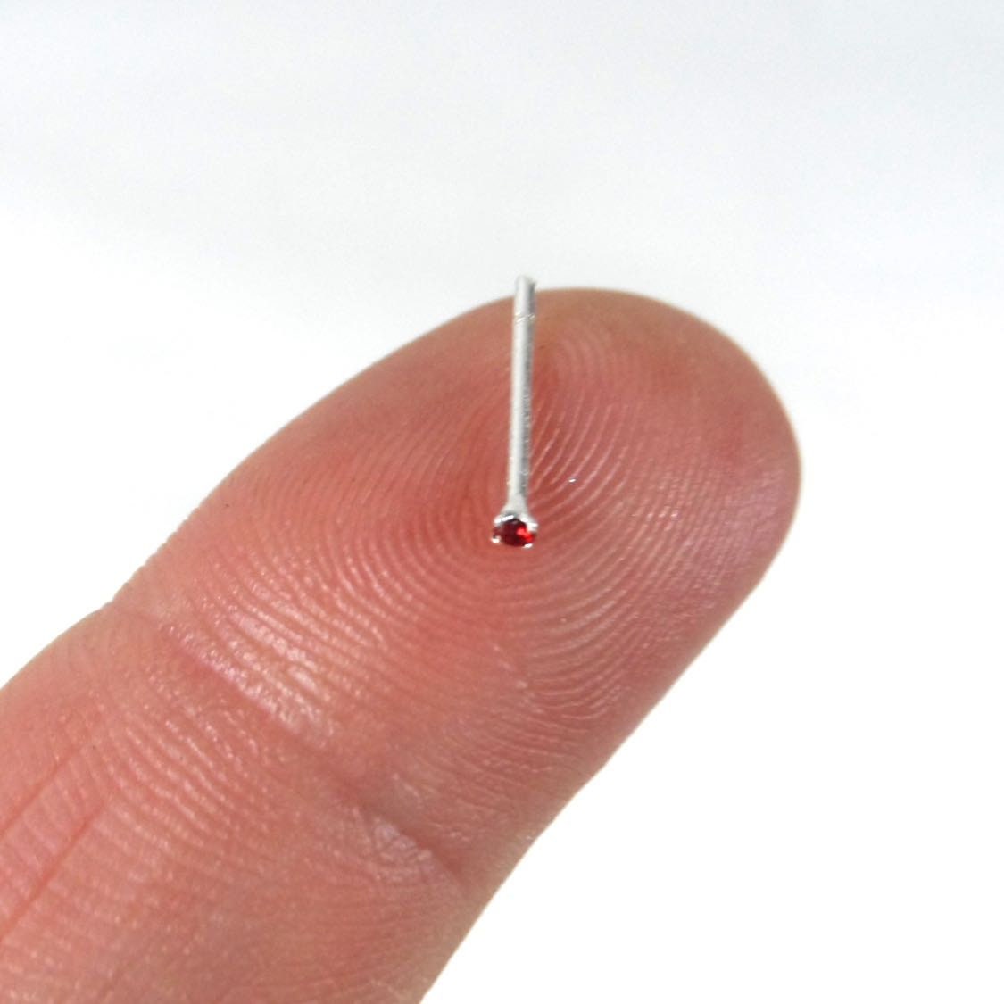 Ruby Nose Stud in Sterling Silver