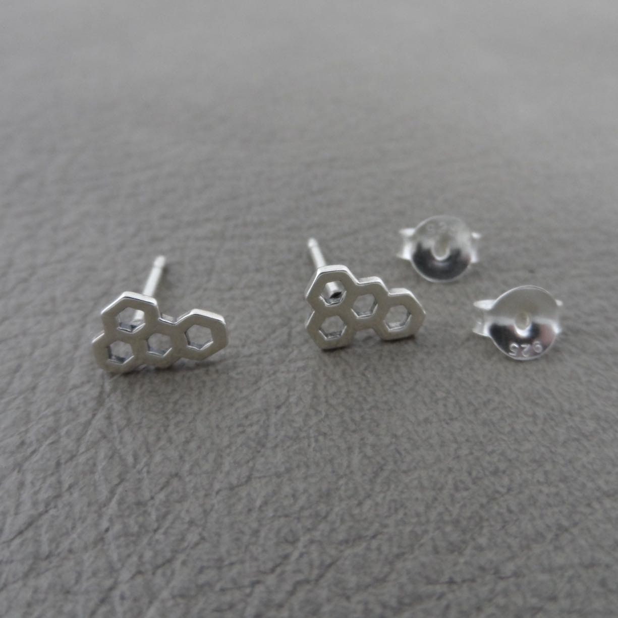 Honeycomb Earrings in Sterling Silver