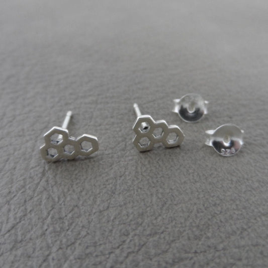 Honeycomb Earrings in Sterling Silver