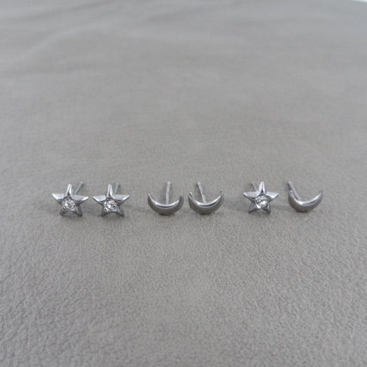 Moon & Star Earrings in Sterling Silver