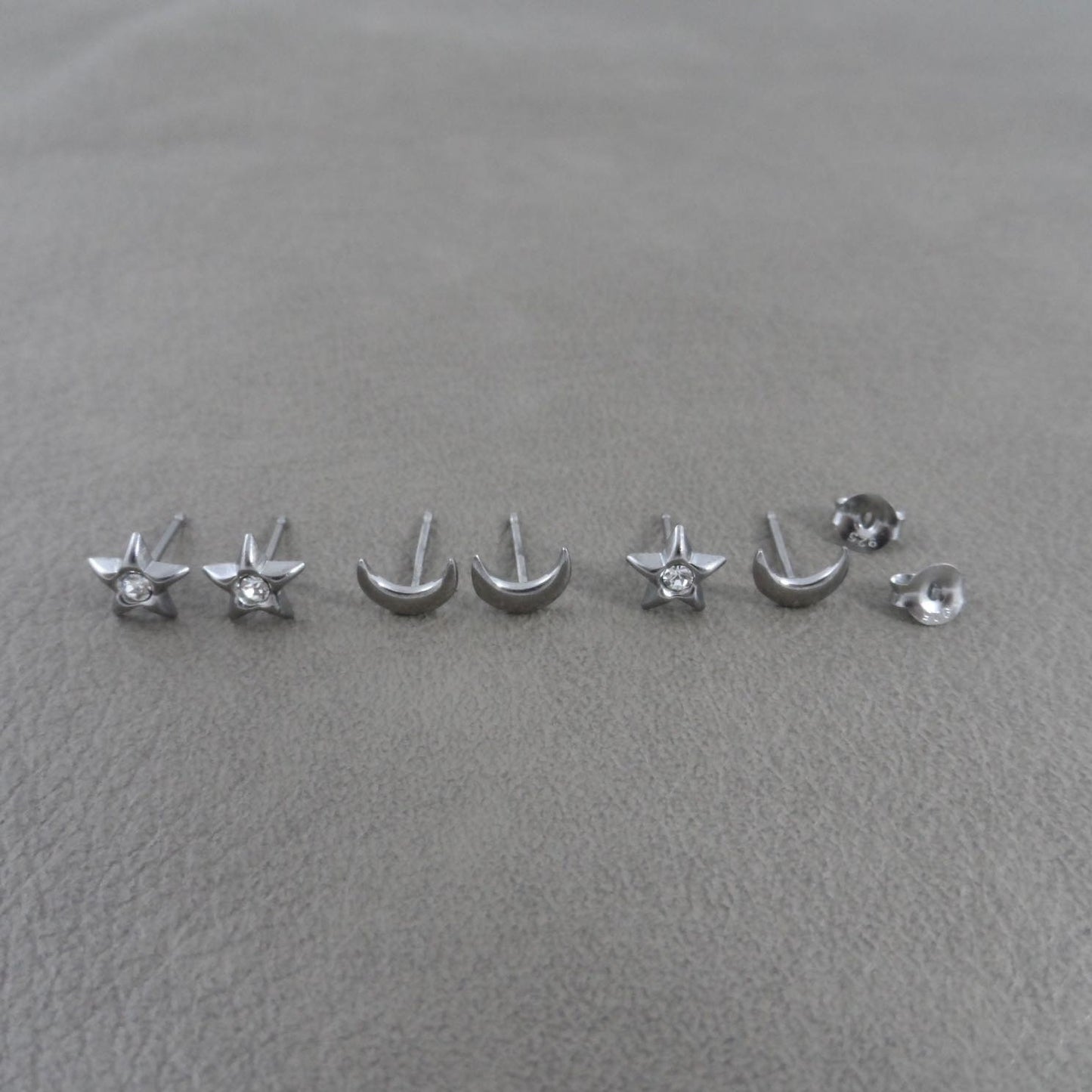 Moon & Star Earrings in Sterling Silver