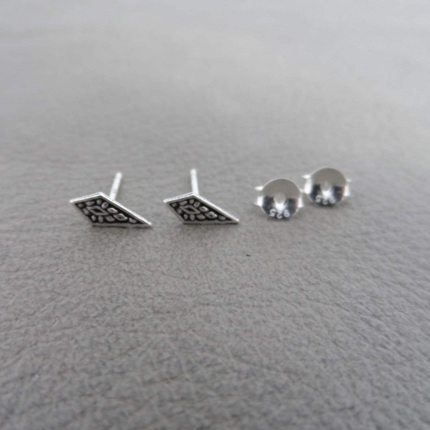 Tiny Diamond Shaped Studs in Sterling Silver, Delicate Sterling Earrings, Silver Studs, Minimalist Earrings, Dainty Earrings, Cartilage Stud