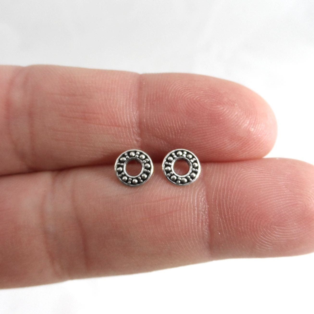 Circle Stud Earrings in Sterling Silver