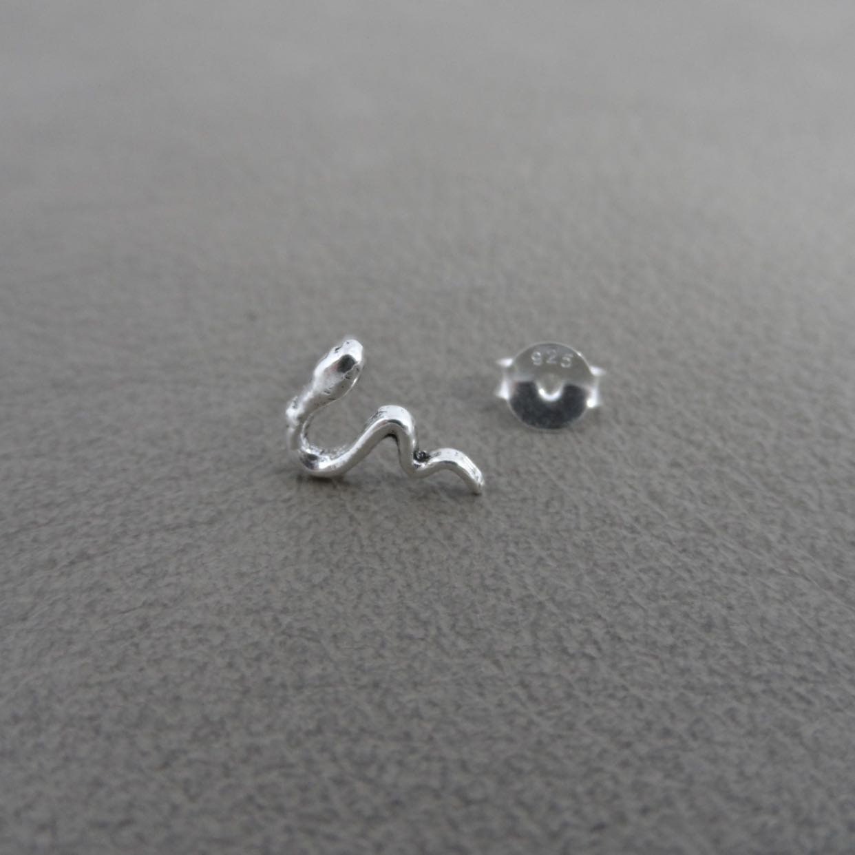 SINGLE Tiny Snake Sterling Silver Stud Earring