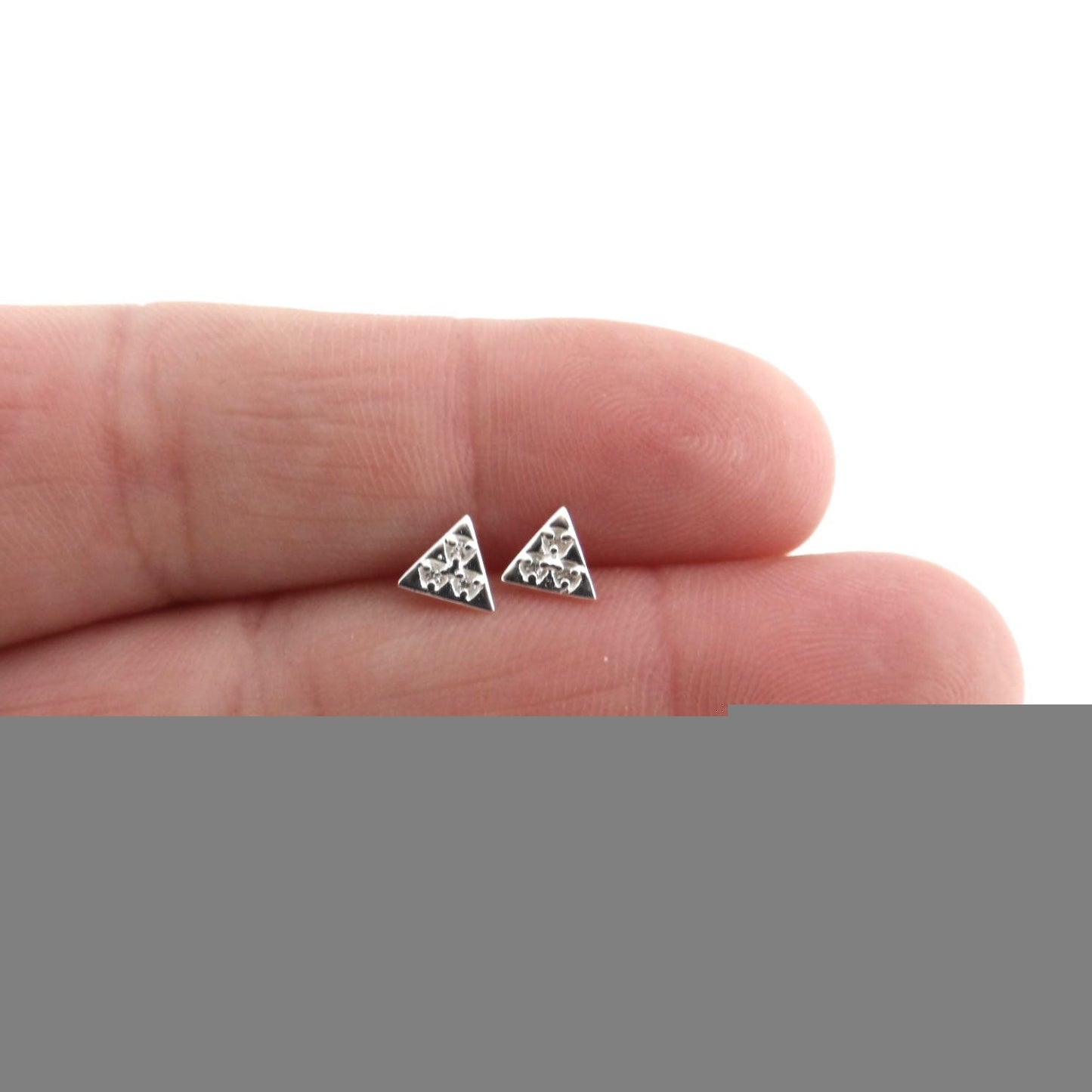 Tiny Triangle Stud Earrings in Sterling Silver, Cubic Zirconia Triangle Studs, Sterling Silver Earrings, Dainty Earrings, Tiny Stud Earrings