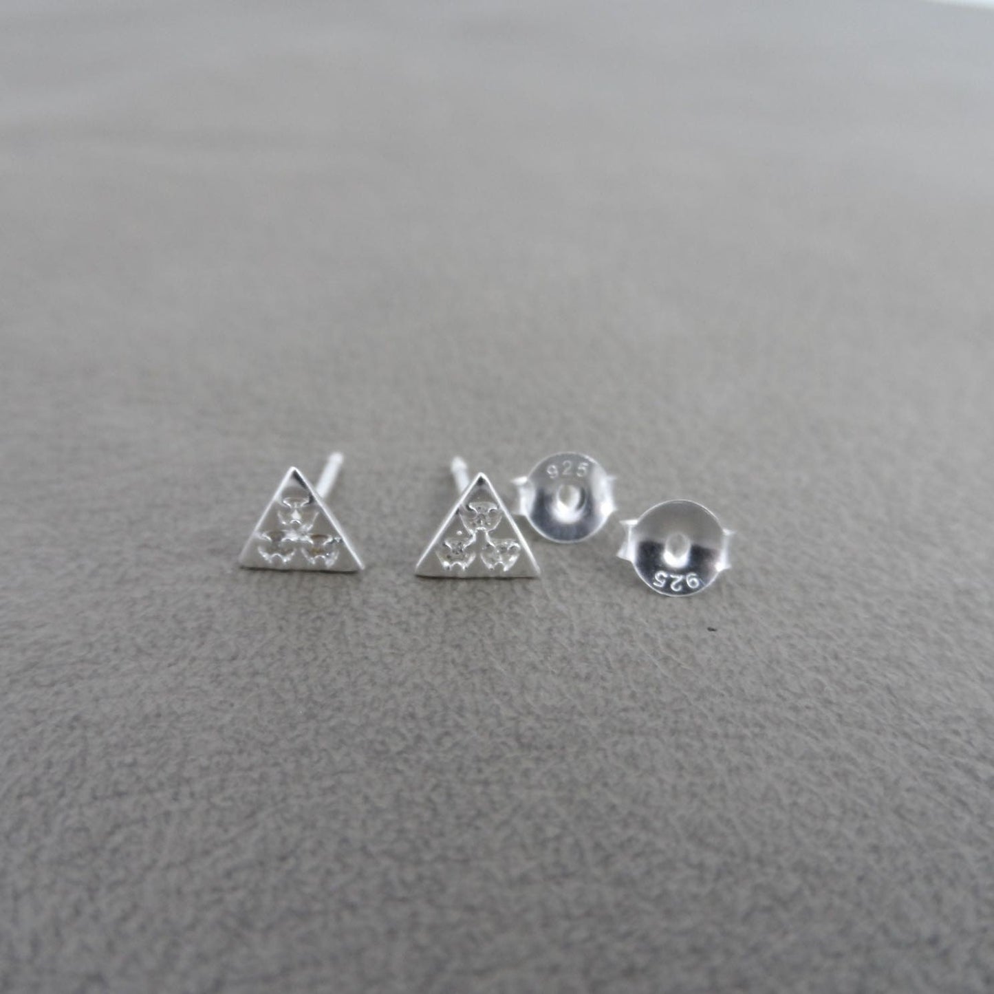 Tiny Triangle Stud Earrings in Sterling Silver, Cubic Zirconia Triangle Studs, Sterling Silver Earrings, Dainty Earrings, Tiny Stud Earrings