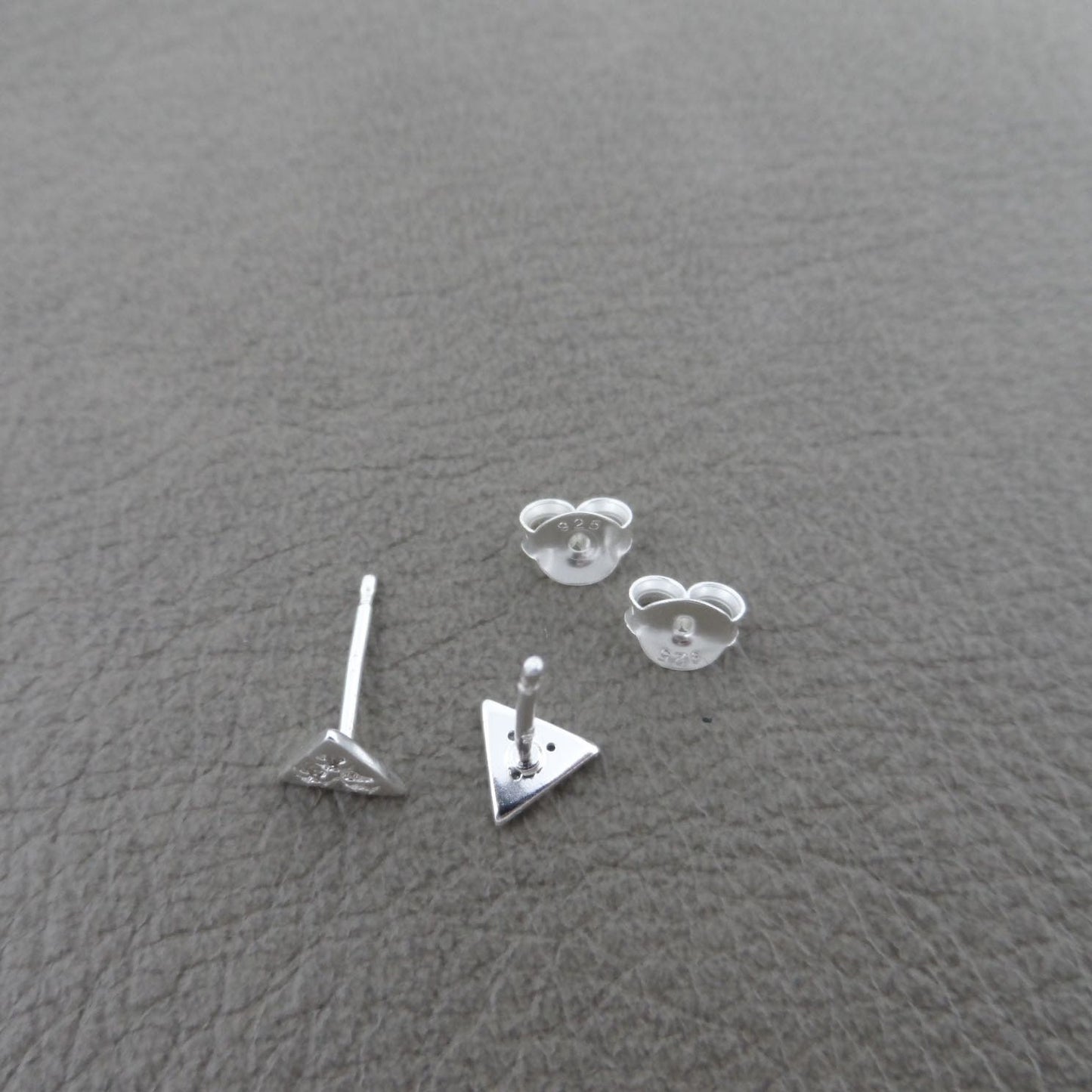 Tiny Triangle Stud Earrings in Sterling Silver, Cubic Zirconia Triangle Studs, Sterling Silver Earrings, Dainty Earrings, Tiny Stud Earrings