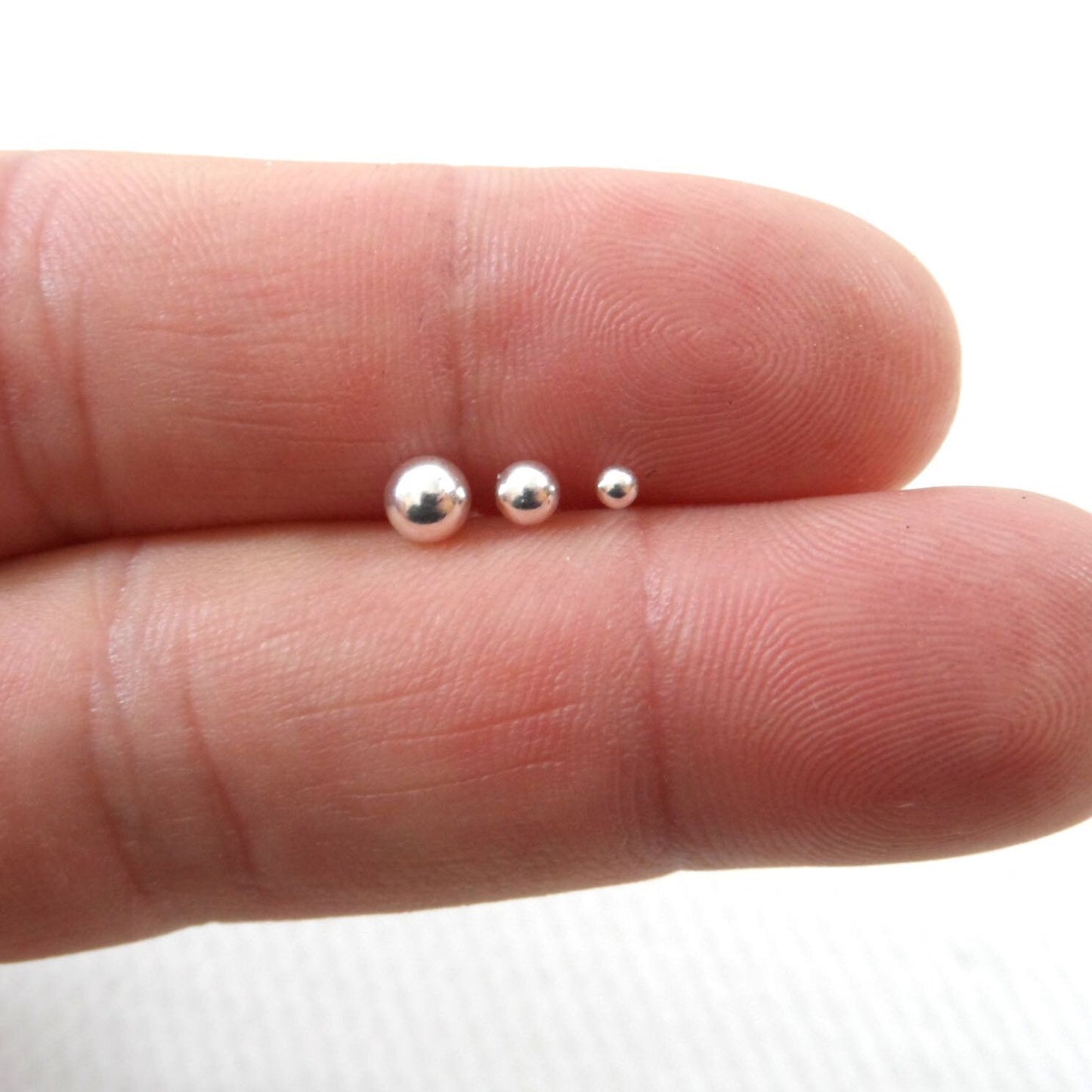 Set of 3 SINGLE Tiny Ball Studs-2,3,4mm