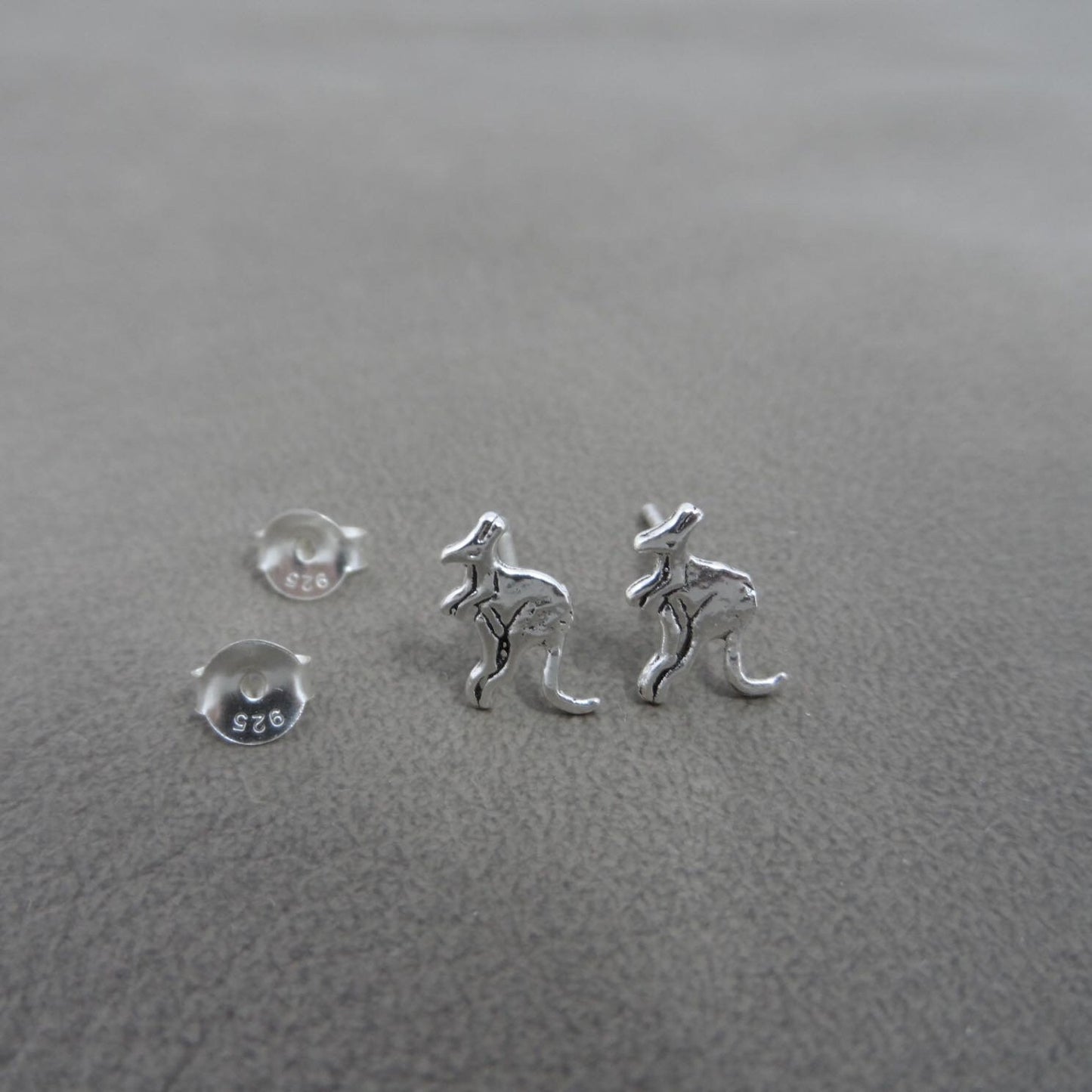 Kangaroo Earrings in Sterling Silver-SM