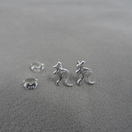 Kangaroo Earrings in Sterling Silver-SM