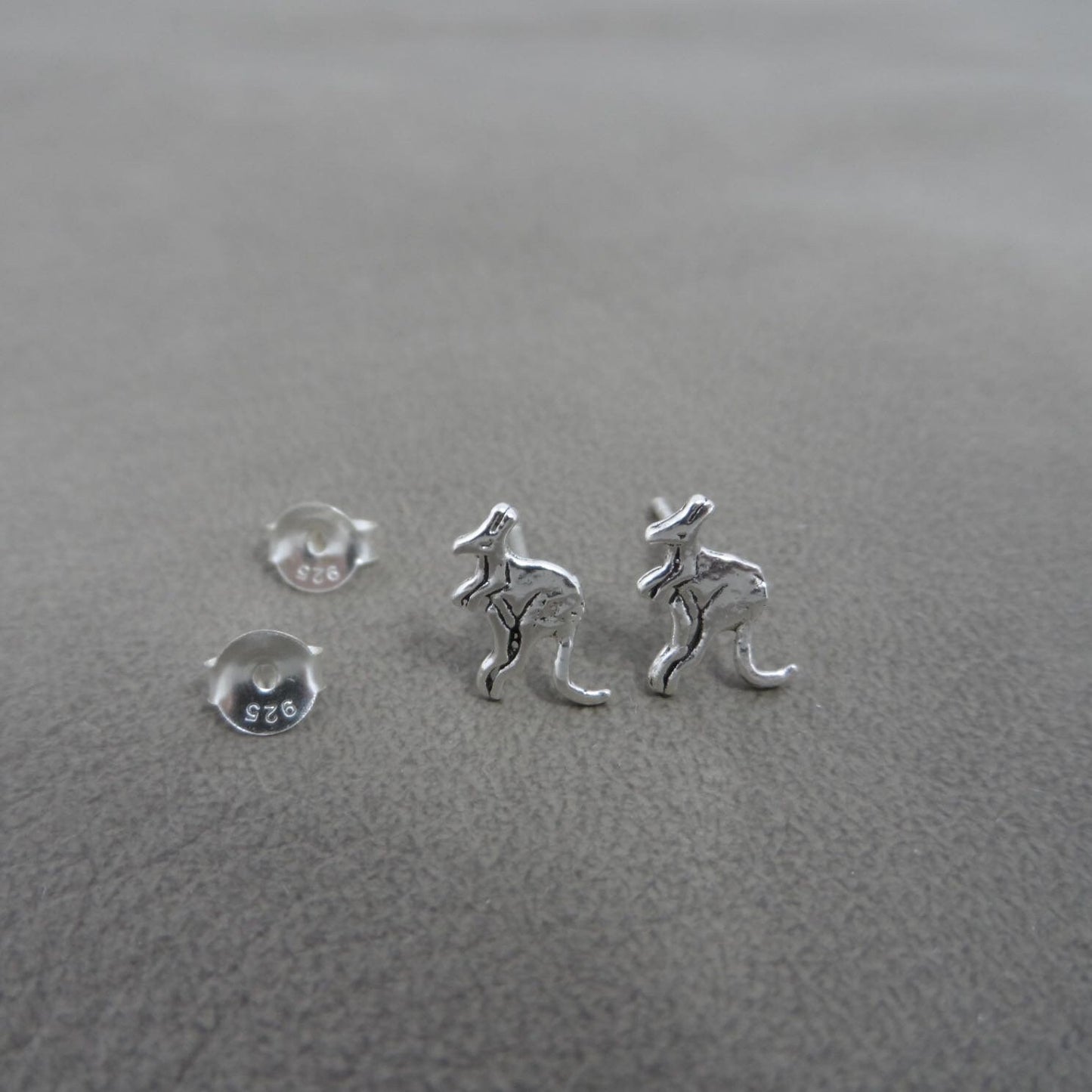 Kangaroo Earrings in Sterling Silver-SM