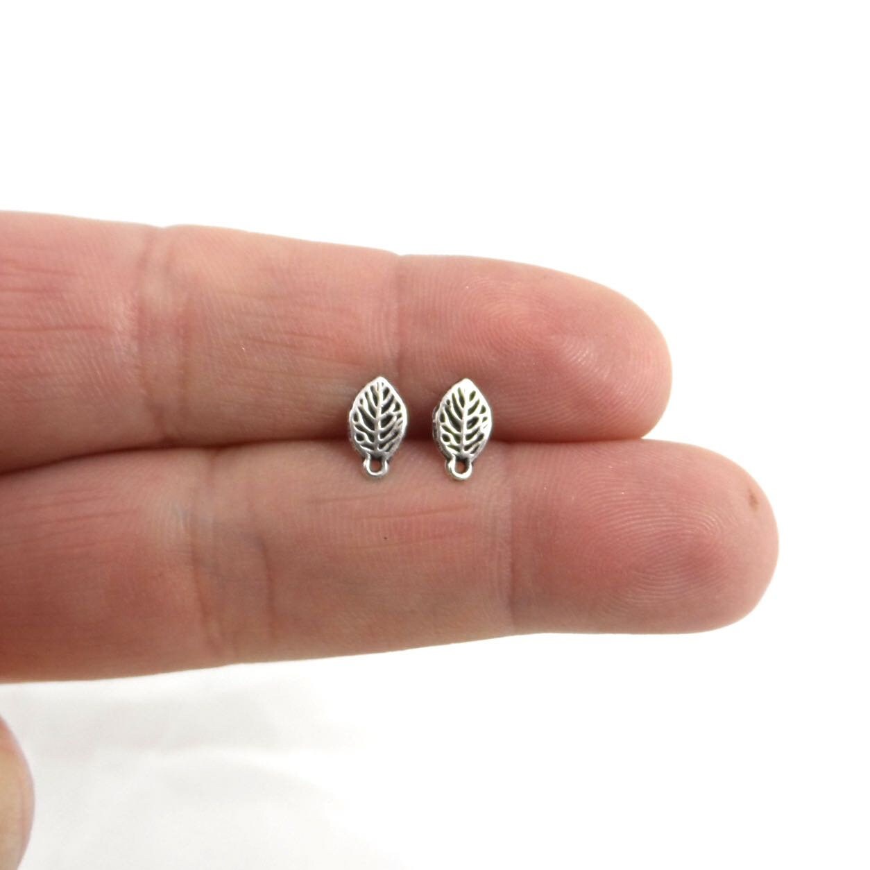 Leaf Stud Earrings in Silver