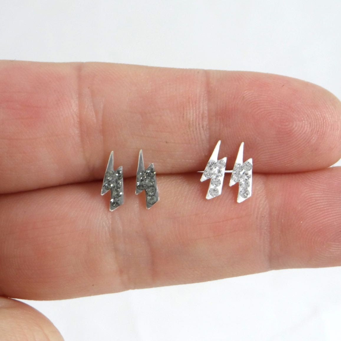 Lightning Bolt Earrings-Crystal