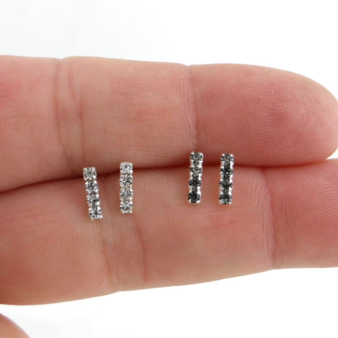 Crystal Bar Stud Earrings