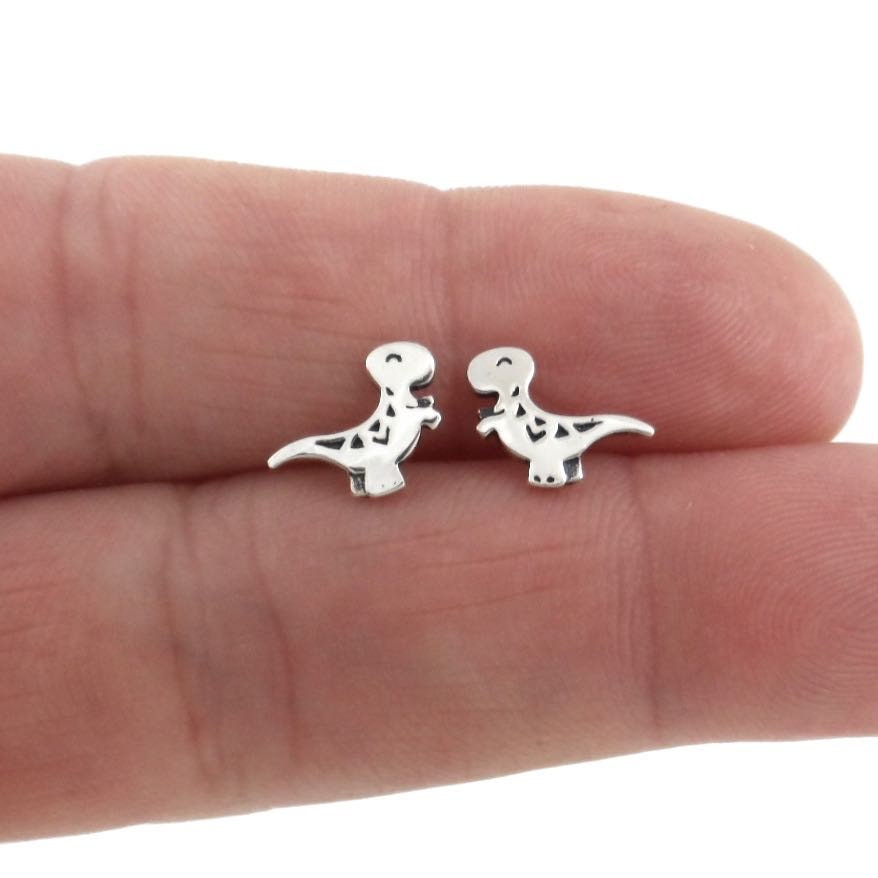 Tiny Dinosaur Earrings in Sterling Silver, T-Rex Dinosaur Earrings, Tiny Studs, Small Studs, Kids Earrings, Silver Studs, Baby Earrings