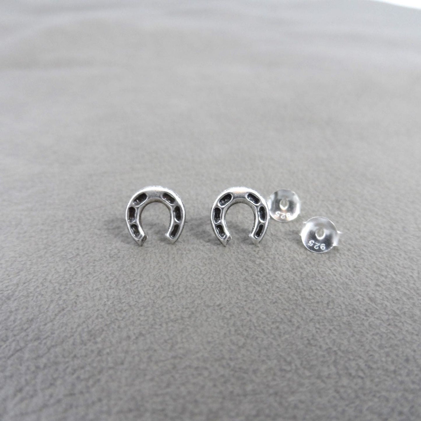 Horseshoe Stud Earrings in Sterling Silver