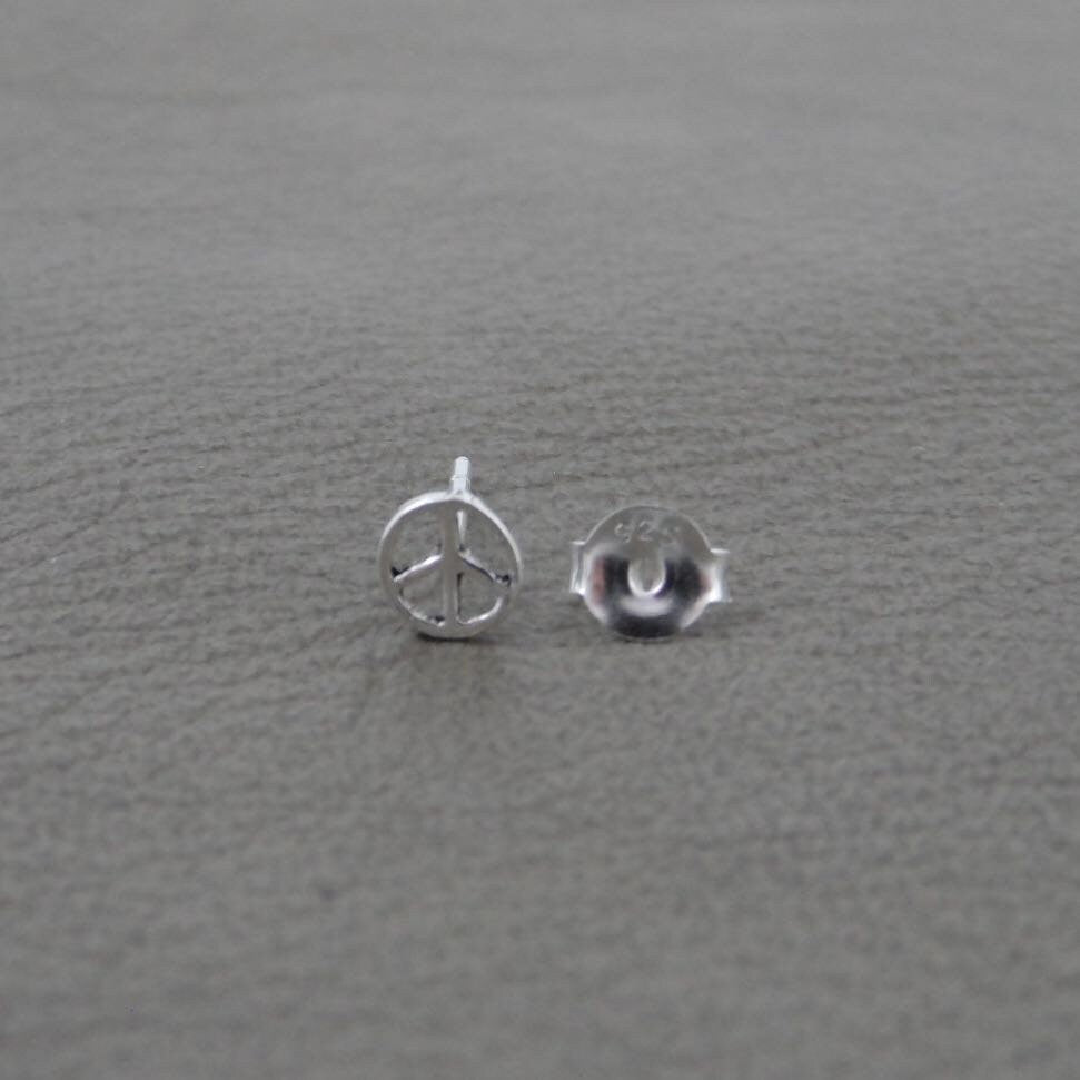 SINGLE Peace Sign Earring in Sterling Silver